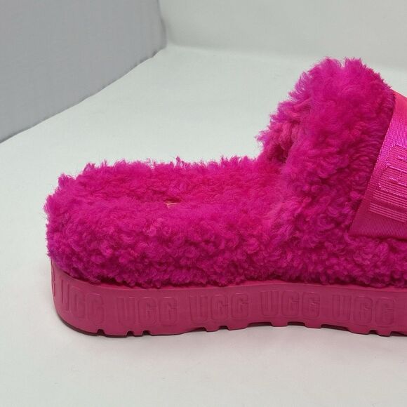 UGG Fluffita Platform Women Fur Slide Slippers Pink Size 7 Sheepskin STORE MODEL - Picture 7 of 16